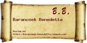 Barancsek Benedetta névjegykártya